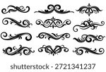 Set of Ornate Black and White Decorative Swirls flourish
