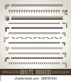 set of ornate borders with decorative corner elements, vector (eps8)