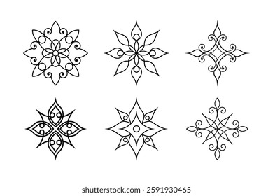 Set of Ornate Decorative Floral Art.