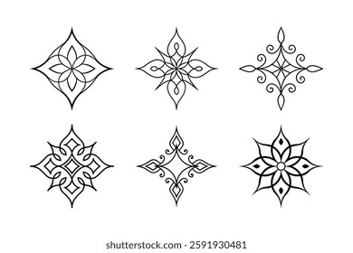 Set of Ornate Decorative Floral Art.