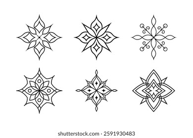 Set of Ornate Decorative Floral Art.