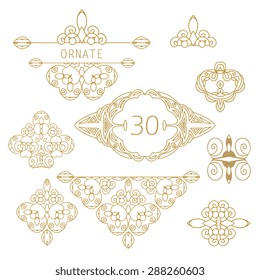 Set ornate element for design, place for text. Ornamental  illustration for wedding invitations, greeting cards.