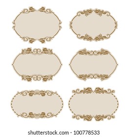 Set of ornate floral vector frames for invitations or announcements. In vintage style.