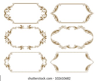 Set of ornate floral vector frames for invitations or announcements. In vintage style.