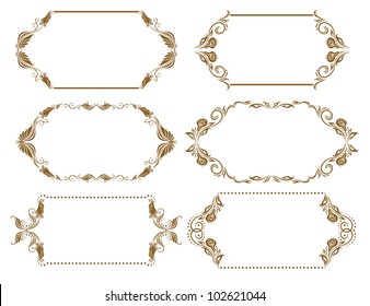Set of ornate floral vector frames for invitations or announcements. In vintage style.