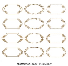 Set of ornate floral vector frames for invitations or announcements. In vintage style.