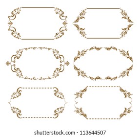 Set of ornate floral vector frames for invitations or announcements. In vintage style.