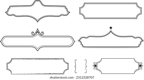 Conjunto de marcos de Ornate. Rótulo vintage decorativo y vectorial retro