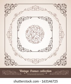 Set of ornate frames with vintage elements for invitation, congratulation and greeting card