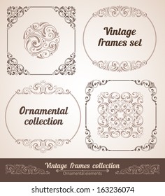 Set of ornate frames with vintage elements for invitation, congratulation and greeting card