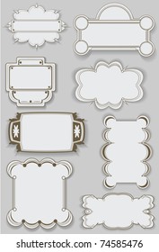 Set of ornate labels with drop shadows