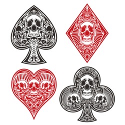 A Set Of Ornate Playing Card Suits.