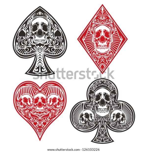 Set Ornate Playing Card Suits Stock Vector (Royalty Free) 126103226