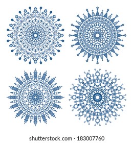 Set of ornate snowflakes.