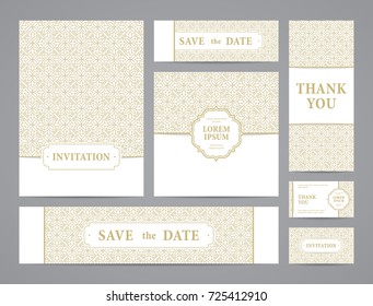 Set of ornate vector cards. Invitation, greeting, business card, save the date design.