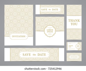 Set of ornate vector cards. Invitation, greeting, business card, save the date design.