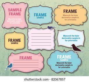 Set of ornate vector frames and labels