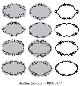Set of ornate vector frames . In vintage style. Basic elements are grouped.