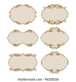 Set of ornate vector frames . In vintage style. Basic elements are grouped.