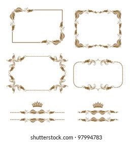 Set of ornate vector frames . In vintage style. Basic elements are grouped.