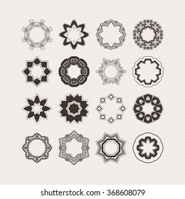 Set of ornate vector mandala borders and frames. Gothic lace tattoos. Celtic weave with sharp corners. The circular pattern.