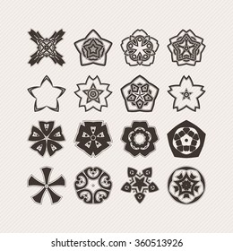 Set of ornate vector mandala symbols. Gothic lace tattoo. Celtic weave with sharp corners. The circular pattern.