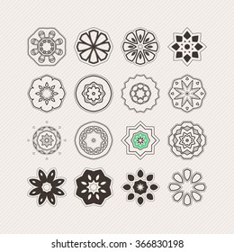Set of ornate vector mandala symbols. Gothic lace tattoo. Celtic weave with sharp corners. The circular pattern.