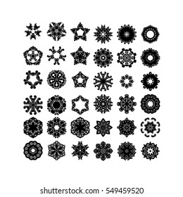 Set of ornate vector mandala symbols. Mehndi lace tattoo. Oriental weave. The circular pattern.