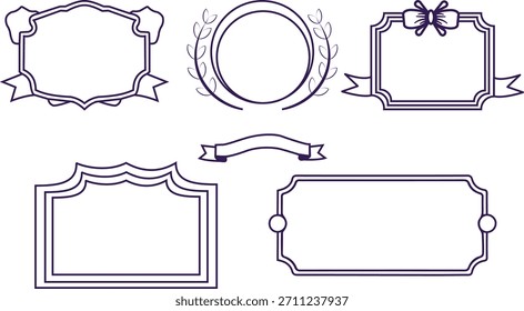 A set of ornate vintage decorative vector frames and border illustrations for retro design and antique banner art