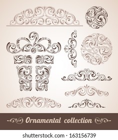 Set of ornate vintage elements for invitation, congratulation and greeting card