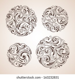 Set of ornate vintage elements for invitation, congratulation and greeting card