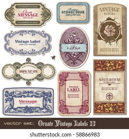 Set Ornate Vintage Labels Stock Vector (Royalty Free) 58866983