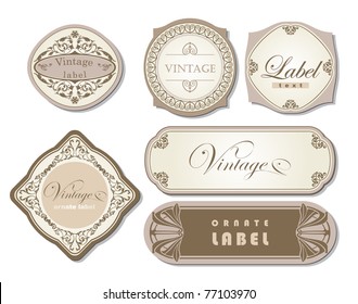 set of ornate vintage labels