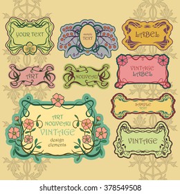 Set of ornate vintage labels. Vector illustration. Vintage border pack.