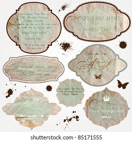 Set of ornate vintage vector frames for retro invitation design
