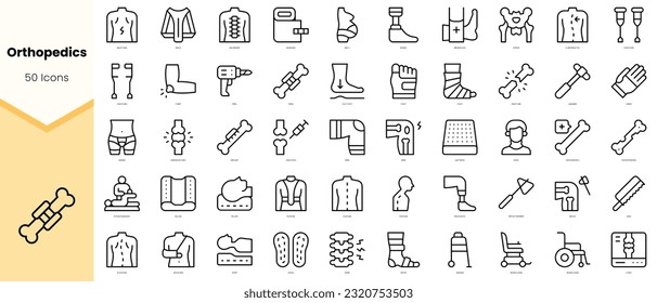 Set of orthopedics Icons. Simple line art style icons pack. Vector illustration