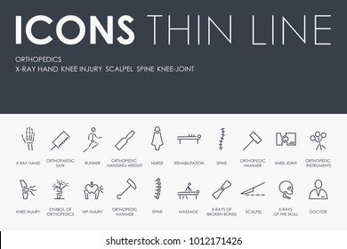 Set of ORTHOPEDICS Thin Line Vector Icons and Pictograms