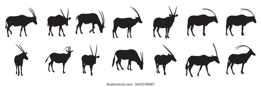 Set of oryx animals vector