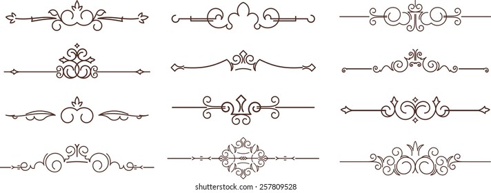 Set os dozen decorative text dividers.