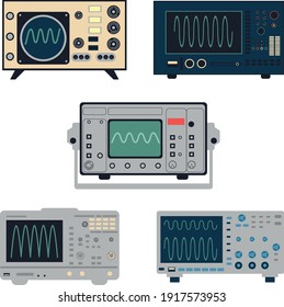set of oscilloscope old and new. vector 2d