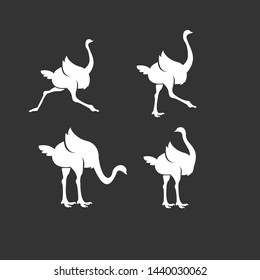 set of ostrich logo with black bakground color icon design vector illustration