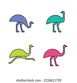 Set of Ostrich, Ostrich Logo. Icon design. Template elements