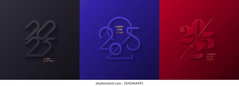 Set ot 2025 New Year sign. Holiday greeting card.  Holiday design for flyer, greeting card, invitation, calendar, etc. Vector illustration.
