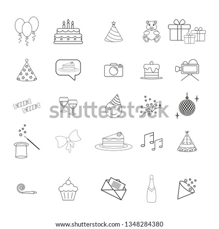 Set ot birthday party hapy day icons