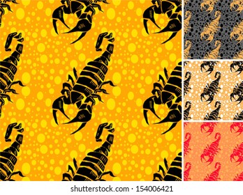 Set ot scorpion seamless pattern