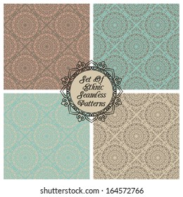 Set Ot Seamless Pattern With Ethnic Ornament