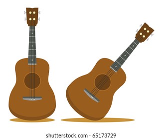 set ot two acoustic guitars for music