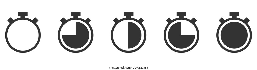 Set other time clock. Icon time and alarm. Watch oclock and minutes circle clock. Analog timer and hour. Vector.