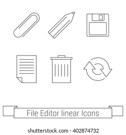 Set of otline web icons, buttons file editor