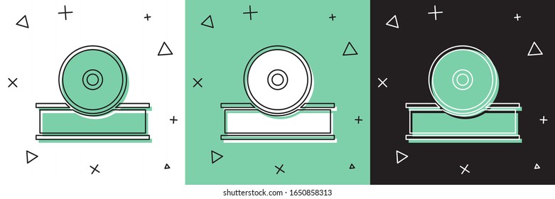 Set Otolaryngological head reflector icon isolated on white and green, black background. Equipment for inspection the patient's ear, throat and nose.  Vector Illustration